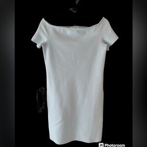 Helmut Lang blue Neoprene off the shoulder mini Bodycon Sheath dress size M